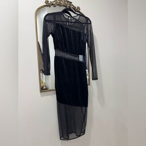 B Darlin Black Sheer Long Sleeve Dress